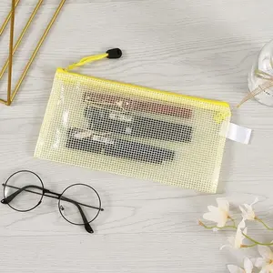 Waterproof Grid File Storage Bag, Thick Plastic Zipper Folder, Transparent Visible Moisture-Proof Splash-Proof, Reusable Durable Office Organizer