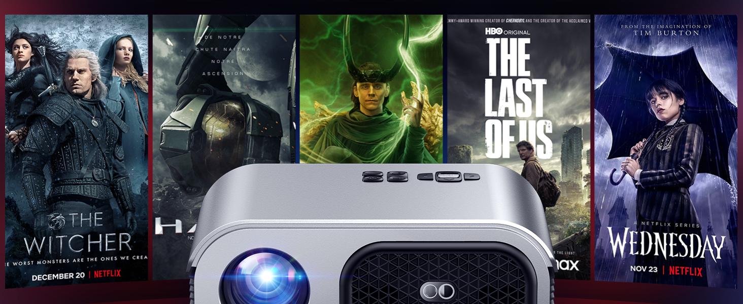 Mini Projector with WiFi and Bluetooth 4K Support, Native 1080P Portable Outdoor Smart Projector, Mirror Screen with Android/iOS/PC Compatible with PC/PS5/Phone/TV Stick (VF340)