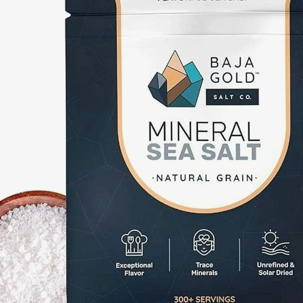 Baja Gold Mineral Sea Salt - Recommended by Gary Brecka - Organic Natural Grain Salt for Cooking & Baking | Authentic Baja Salt | Ideal for All Culinary Creations | 1 lb. Resealable Bag, 300+ Servings