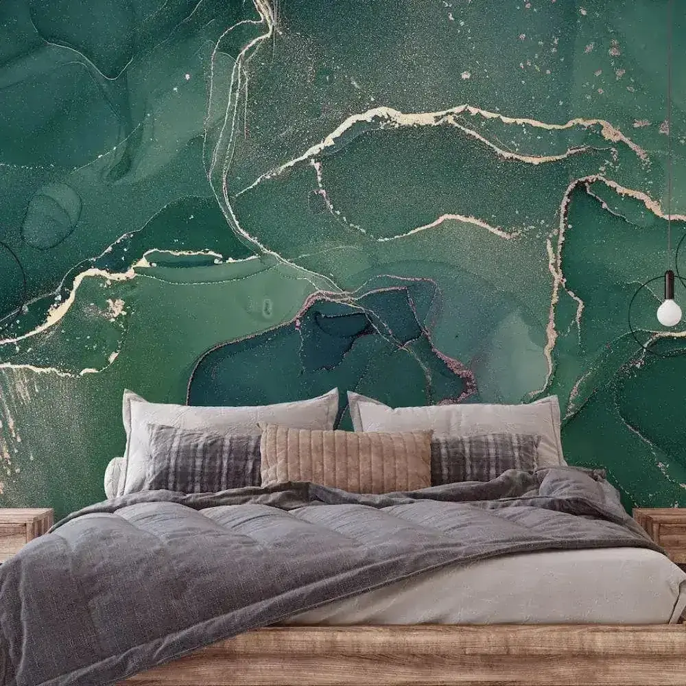 Green Abstract Marble Alcohol Ink Wall Mural