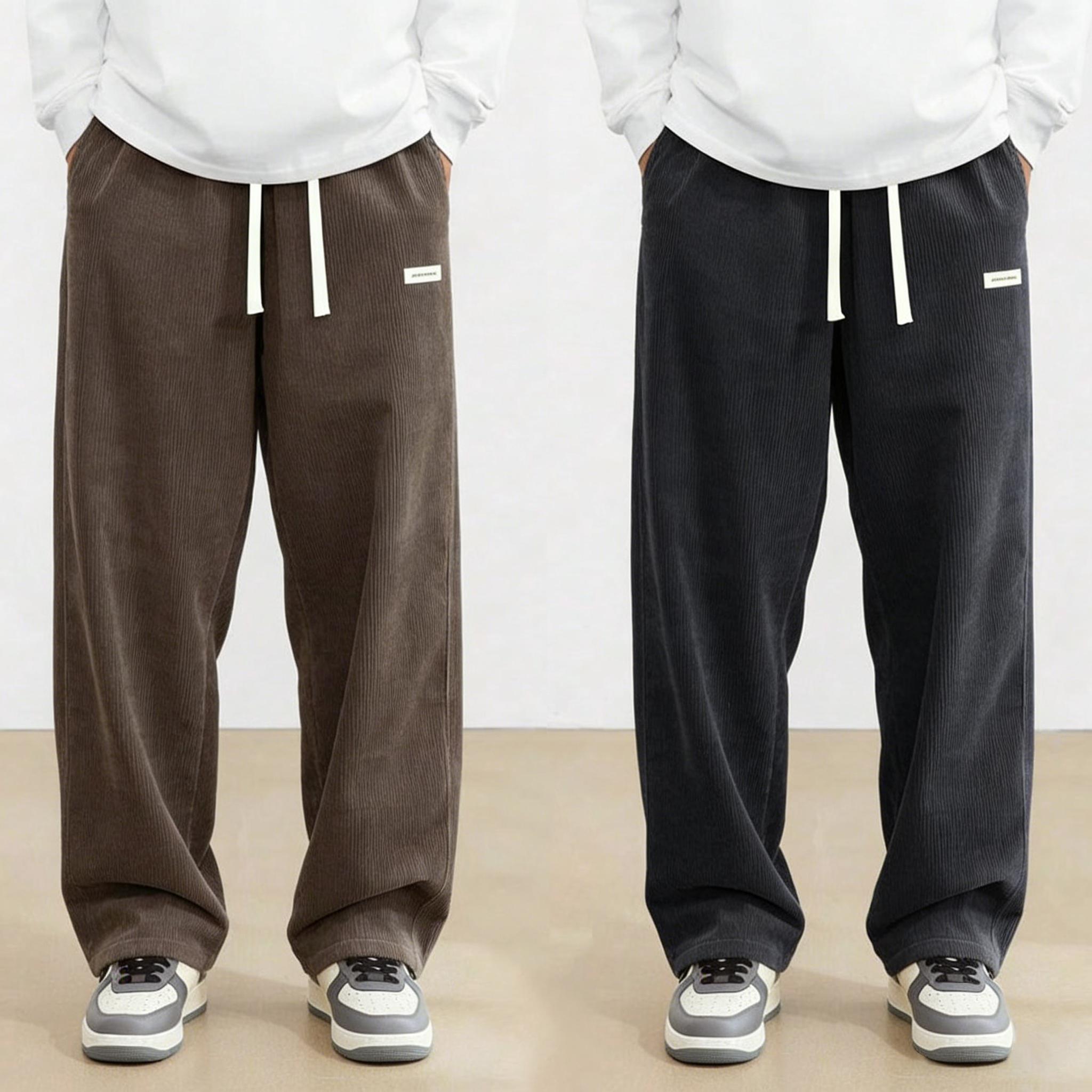 Men’s corduroy casual pants, loose straight cut, versatile new arrival for spring, summer, and autumn