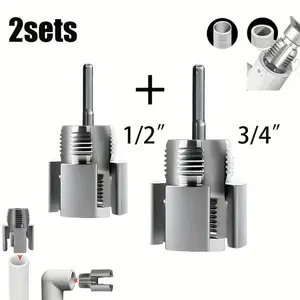 2pcs Internal & External Thread Tool Set, Dual Function Pipe Thread Cutter, Compatible with Electric Drill, Hex Shank Drill, PVC Plastic Repair Kit Hardware, Diy Tools