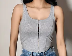 Grey Cropped Tank Top - Women's Basic Casual Tank Top for Comfort and Minimalist Style