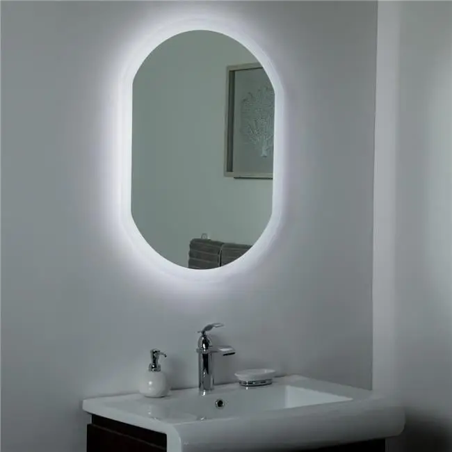 Decor Wonderland SSL049 Luka Backlit LED Mirrored Bathroom Mirror, 31.5x23.6 in, Home Improvement Bathroom Fixture, Led Mirrored Bathroom Mirrors