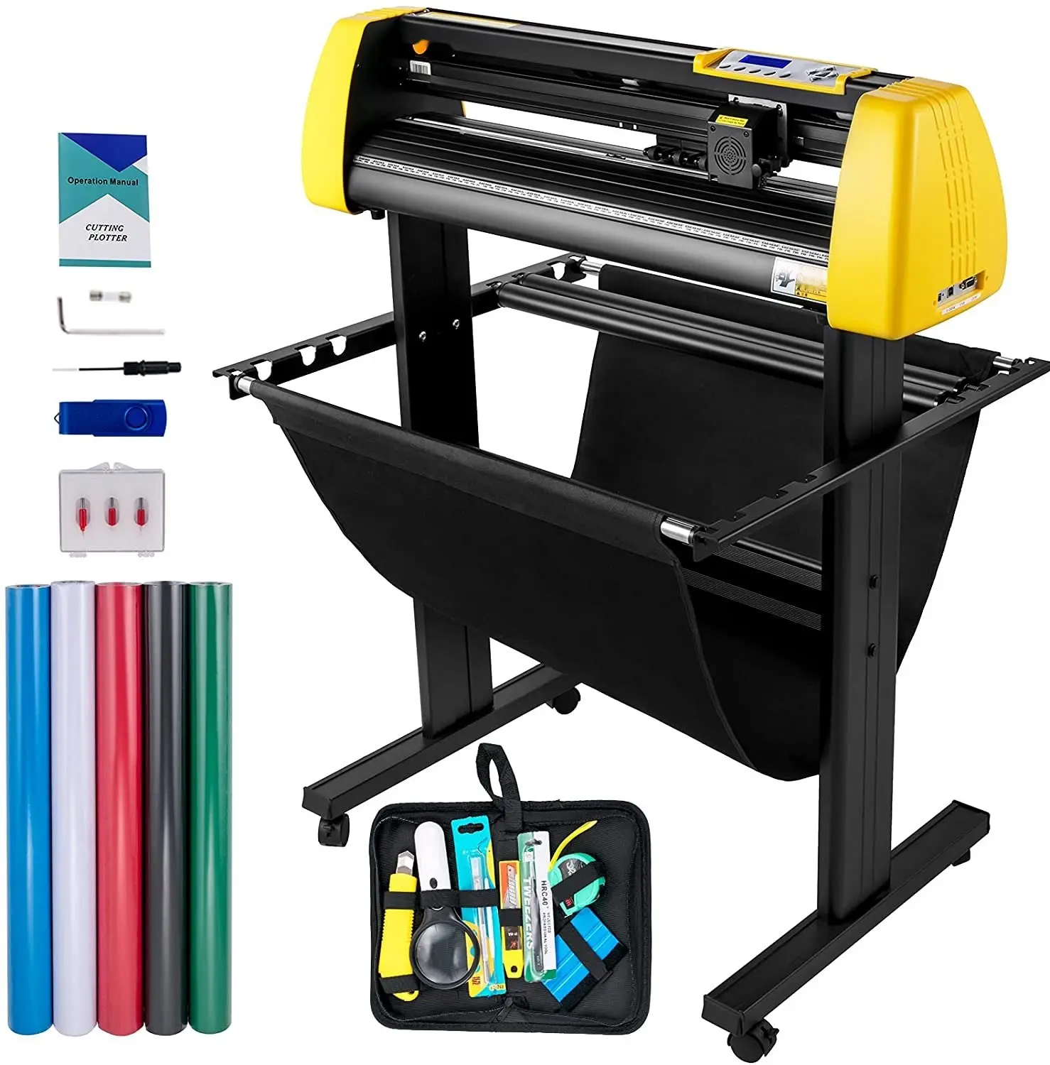 Vinyl Cutter Machine 34 Inch / 870 Mm Maximum Paper Feed Plotter With Automatic Contour Cutting, Camera Guidance, LCD Screen, Stand, And Adjustable Cutting Force And Speed For Sign Making, Vinyl Decal, Sticker And Graphic Art