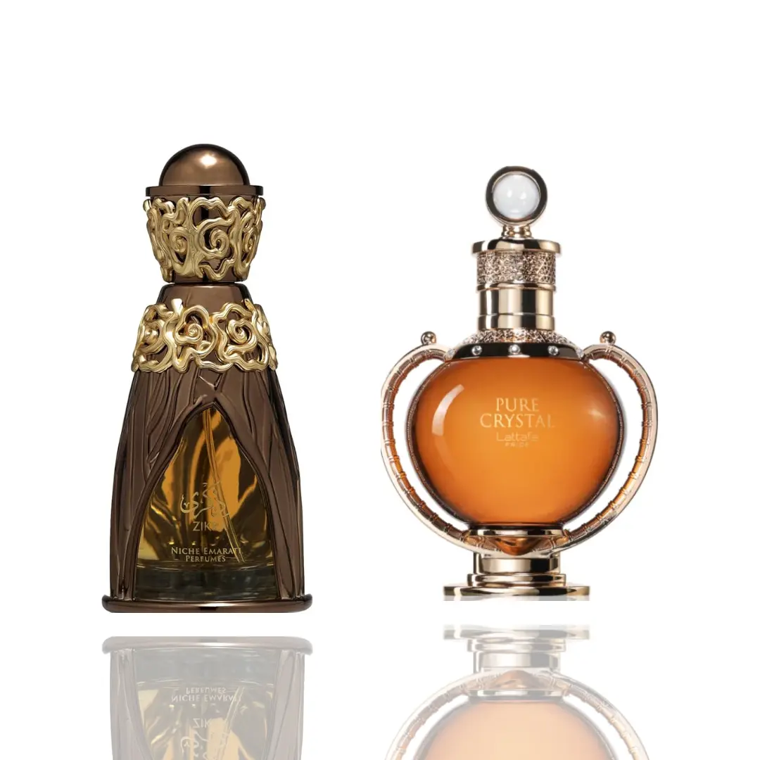 Lattafa ZIKRA + PURE CRYSTAL Unisex Perfume Bundle, 2-Piece Sets with 2 Bottles, Creamy Warm Gourmand Fragrance Infused with Spicy Sweetness, Two Piece Sets