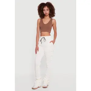 Double Drawstring Stacked Straight Leg Sweatpants
