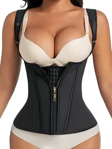 1 Count Fajas Colombianas Women Underwear Double Compression Waist Trainer Corset With Bone Adjustable Zipper And Hook-Eyes,Flat Belly Body Shaper,High Waist Girdle,Breathable Shapewear Belts,High Elasticity, Fit, Suitable for Daily and Outing