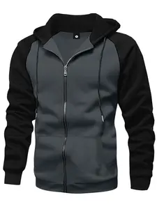 Autumn and Winter Men's Raglan Sleeve Full Zip Long Sleeve Hoodie Sports Jacket with Drawstring Hood Design and Kangaroo Pocket Suitable for Autumn and Winter Street Fashion, Jogging Workouts, Travel, Vacation, Outdoor Commuting Camping Wear, Men's Casual