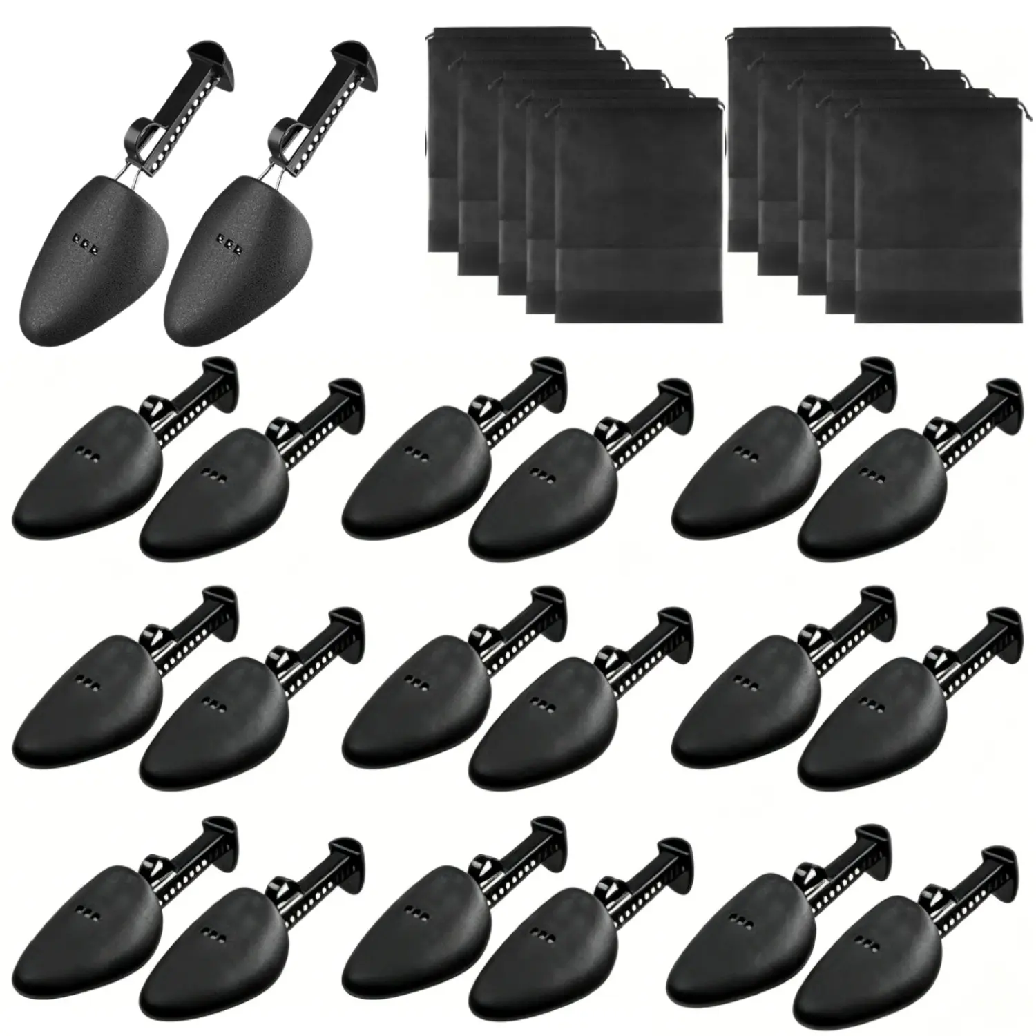 10 Pairs Plastic Shoe Stretcher with 10 Storage Bags Adjustable Shaper Stretchers Portable Shoe Trees Shoes Boot Holder for Men Women (Black) - Home Improvement.
