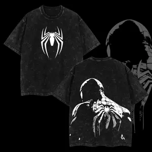 Spider Black Web Hero Washed Colors T-Shirt, Spider Graphic Tee, Vintage Y2K Spider Streetwear Shirt, Dark Aesthetic Oversized T-Shirt, Gothic Spider Graphic Tee for Men Women