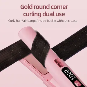 Mini Curling Iron USB Rechargeable, Portable Small Multifunctional Hair Styler, One-Time Use, Multi-Function Three-In-One Straightening and Curling, Straightener and Curler, Wireless Flat Iron