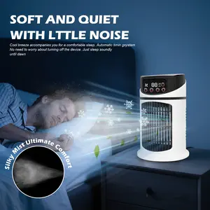 Desktop Cold Fan Nordic Style Dual Effect Cooling Humidification, Silent Night Light Portable Small for Bedroom Office Cooling, Portable Multifunctional Fan, Portable Misting Fan