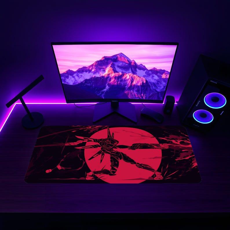 Anime Gaming Desk Mat, Large Extended Mouse Pad, Red Black Desk Pad, Custom XL Keyboard Mat, Computer Desk Accessory, Gamer Gift