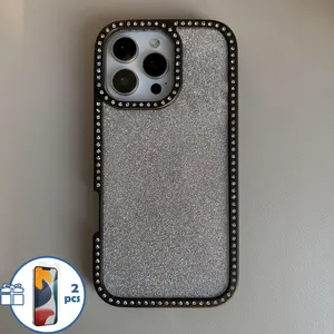 Pink Rhinestone Glossy Case for iPhone 17 Pro Max – Luxury Apple Cover Gradient Glitter Protection