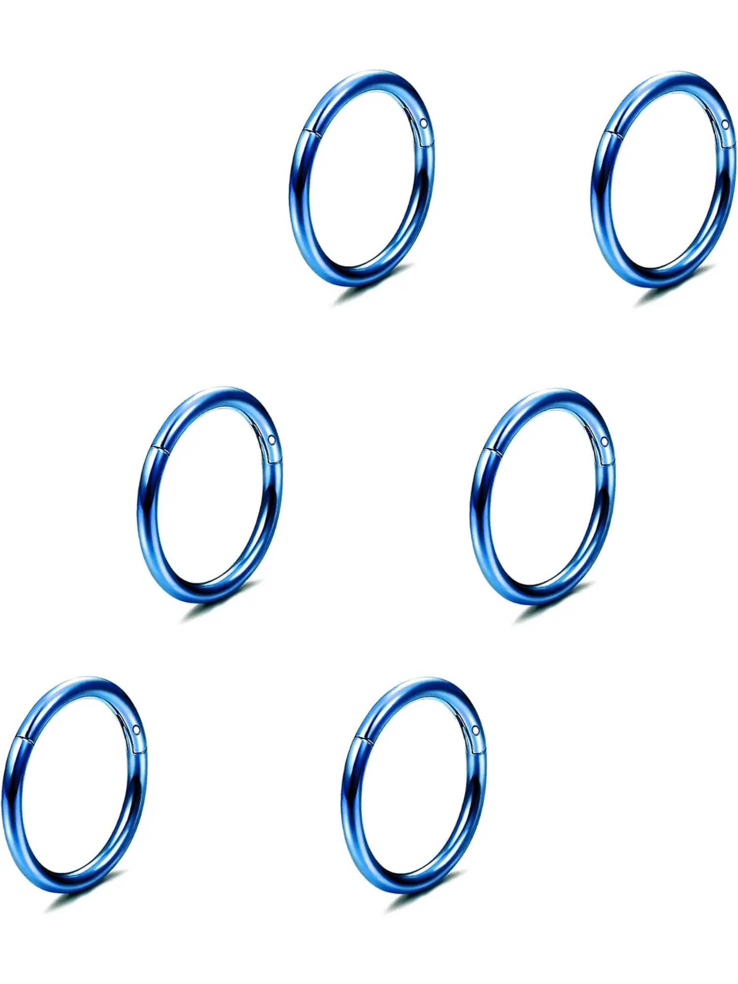 6PCS 16G 316L Surgical Steel Hinged Segment Septum Clicker Ring Cartilage Helix Daith Rook Conch Eyebrow Lip Nose Seamless Hooop Piercing Jewelry 8MM 10MM Nose Hoop Helix Pierced Ring Adjustable Jewelry