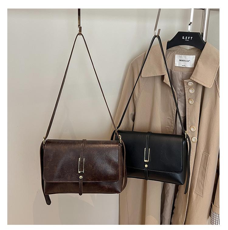 Vintage French Style Women’s Work Bag | Chic Commuter Shoulder & Crossbody Square Handbag | Elegant Minimalist Designer Purse | Versatile Everyday Fashion Bag