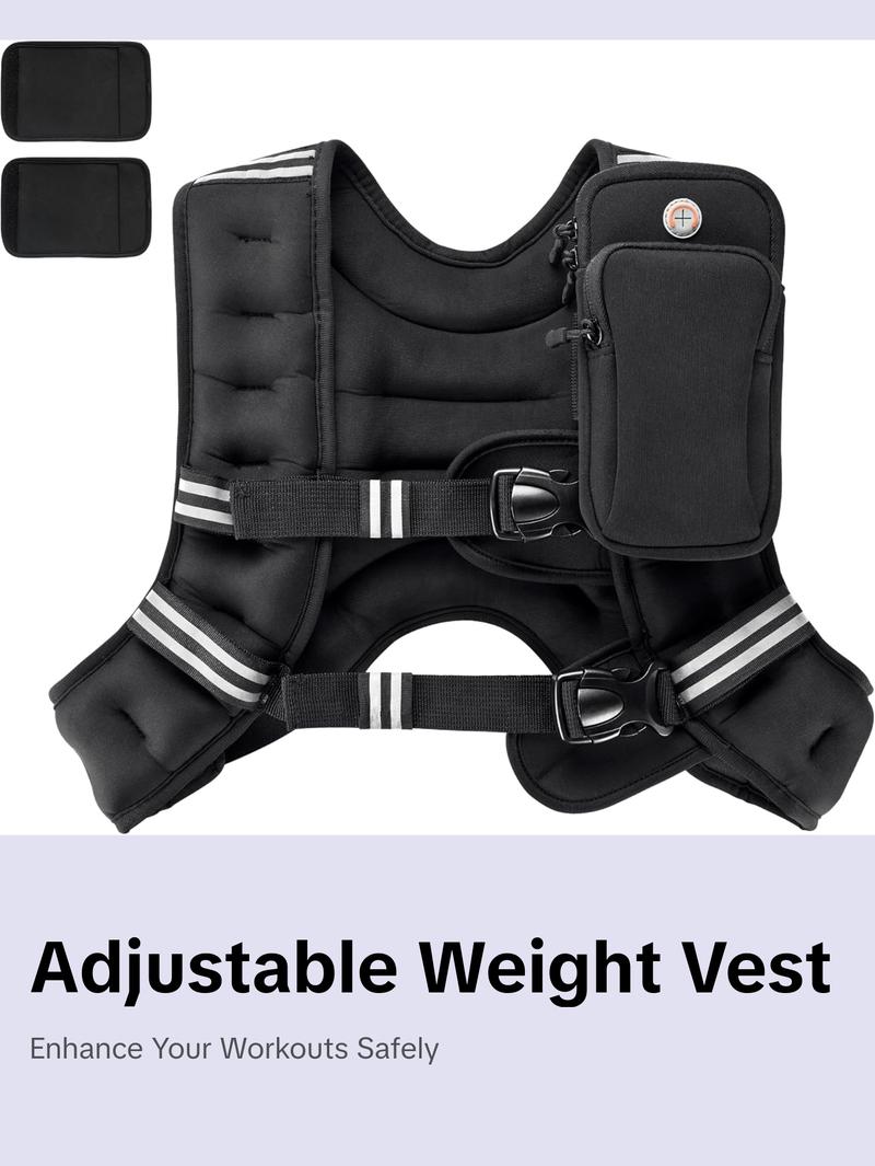 Weighted Vest,4Lb/6Lb/10Lb/12Lb/16Lb/20Lb/25Lb/30Lb Weight Vest with Reflective Stripe, Body Weight Vests Adjustable for Men, Women Workout, Strength Training, Running, Walking, Jogging
