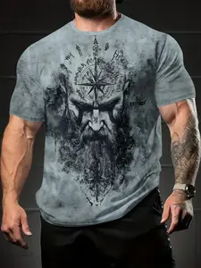 Viking Odin Gym T-shirt Vegvisir Compass Norse Mythology Bodybuilding Workout Top Workout Activewear