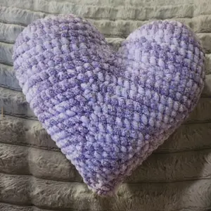purple crocheted heart pillow
