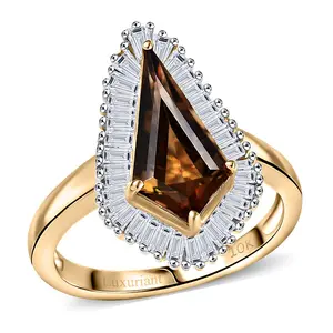 AAA Golden Turkizite and Luxuriant Lab Grown Diamond VS 2.65 ctw Brilliance of Kite Ring in 10K Yellow Gold Size 7 Christmas Gifts