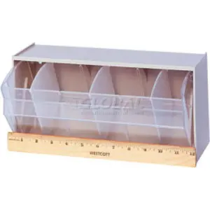Quantum Storage Systems 269424IY Dividable Tip Out Bin QTB410 - 11.87 x 5.25 x 5.94 in. - Ivory