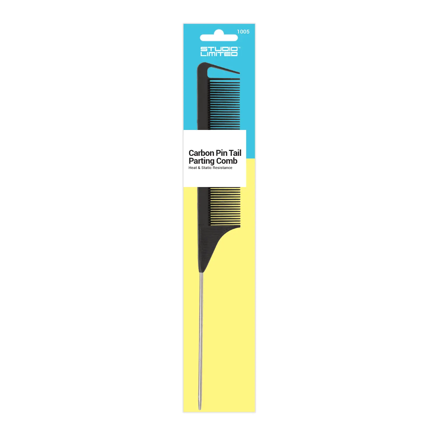 Studio Limited Carbon Pin Tail Comb, Anti-Static and Heat Resistant with Stainless Steel Tail for Easy Parting and Hair Styling