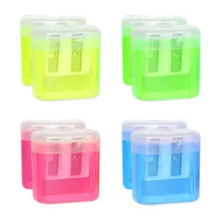 Double Hole Transparent Sharpener, 4pcs/8pcs Plastic Pencil Sharpener, Stationery Supplies for School Office, Art Supplies, Art Materials