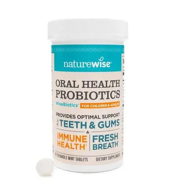NatureWise Oral Probiotics - Chewable Probiotic for Fresh Breath - Clean, Gluten Free, Sugar Free, Natural Mint Flavor, Non-GMO, 3rd-Party Tested Oral Probiotic Supplement - USA Manufactured
