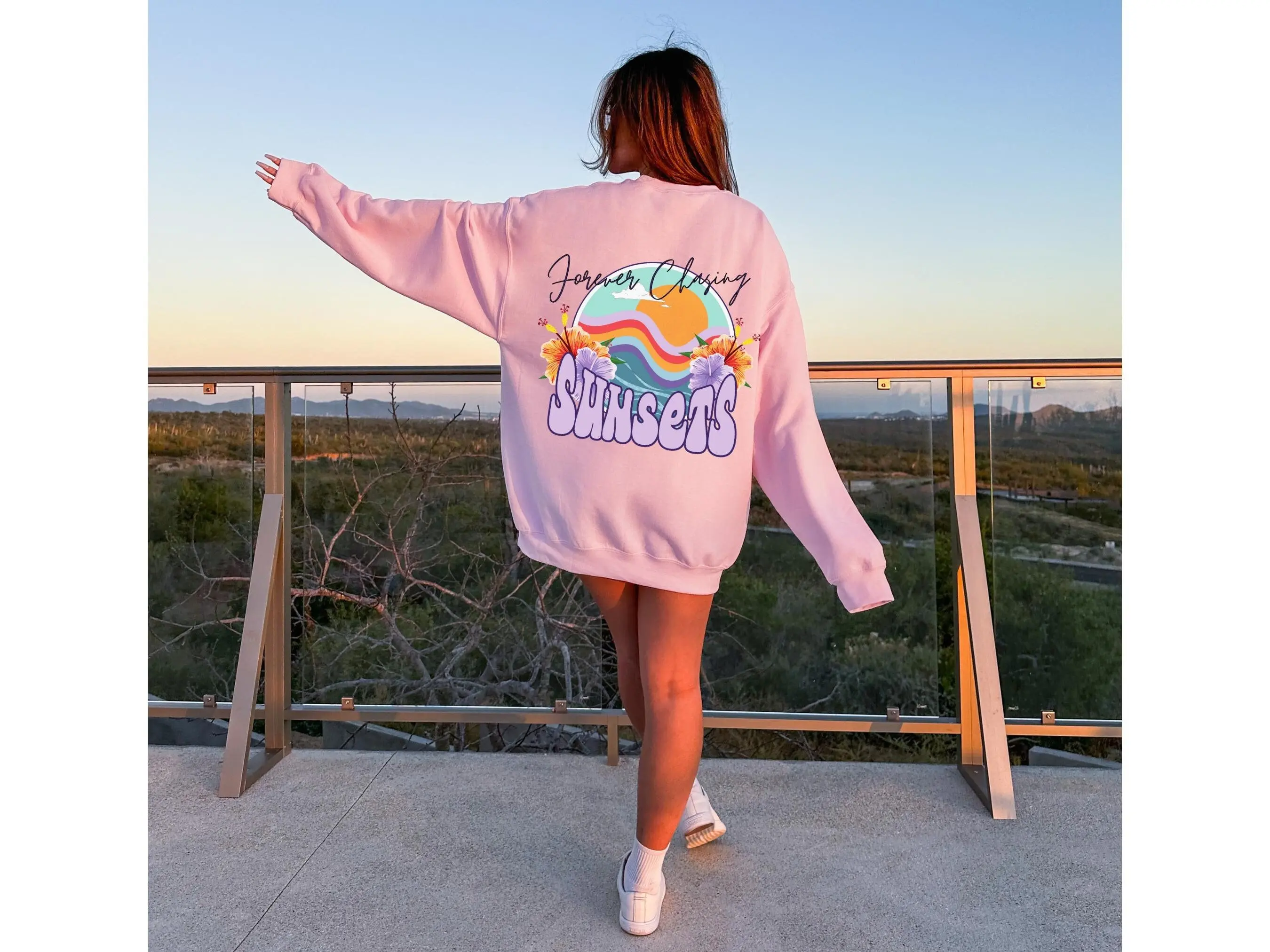 Forever Chasing Sunsets Sweatshirt Sunset Hoodie Beachy Surf Sweatshirt Hoodie With Words On Back Hawaii Sweatshirt Coconut Girl Clothes  sweater