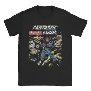 Men's T-Shirt Fantastic Four 4 Funny 100% Cotton Tee Shirt Short Sleeve  T Shirts Round Neck Clothes Printed