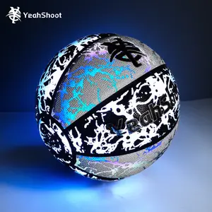 Yeahshoot No. 7 Luminous Reflective Basketball, Black and white reflective Style, anti-slip and moisture-absorbing luminous Ball, a heart-breaking gift for retired players, fans and boyfriends! Neon Basketball