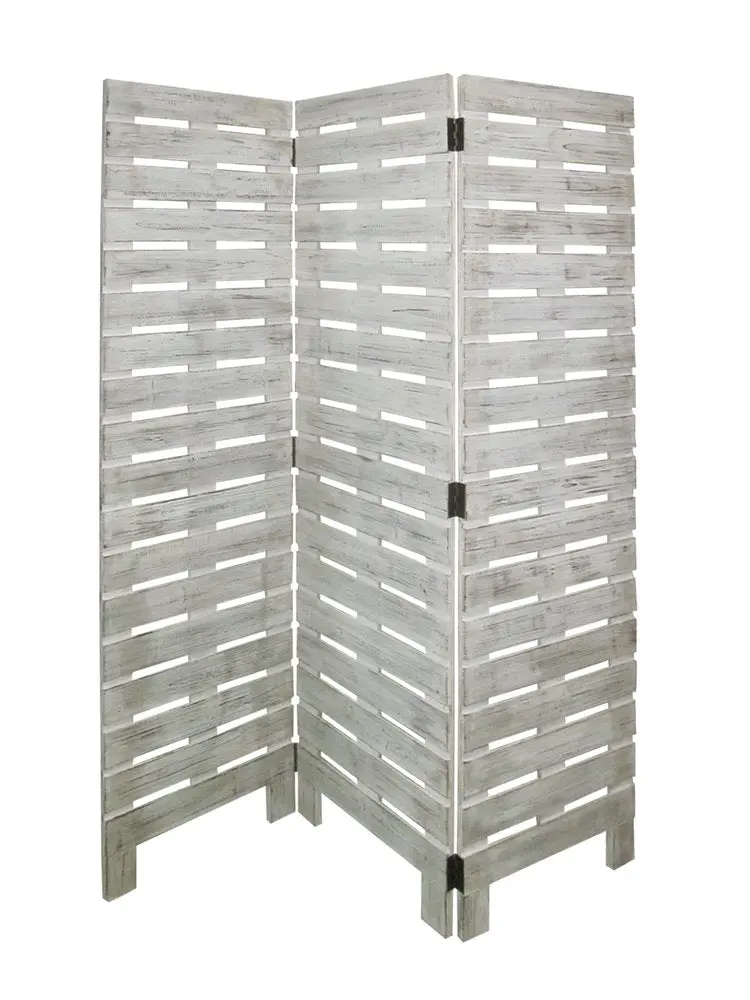 72" White Solid Wood Panel Screen Room Divider