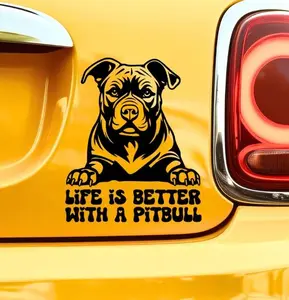 Pitbull Vinyl Decal Life Is Better Dog Car Decal Pitbull Lovers Stickers Sticker Window Decal Laptop Decals And Stickers Dog Gifts