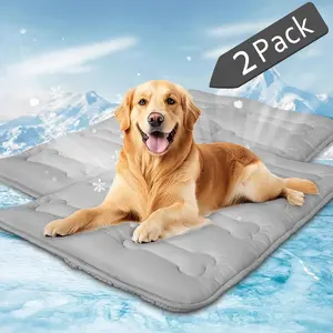 2PCs Cooling Pet Mat - Thickened Non-Slip Cooling Pad for Large Dogs Cats, Indoor Outdoor Portable Lightweight Pet Cooling Mats for Dog Bed Crate Tunk Camping, Durable Machine Washable, Grey Bones Pattern #TiktokshopStockUp