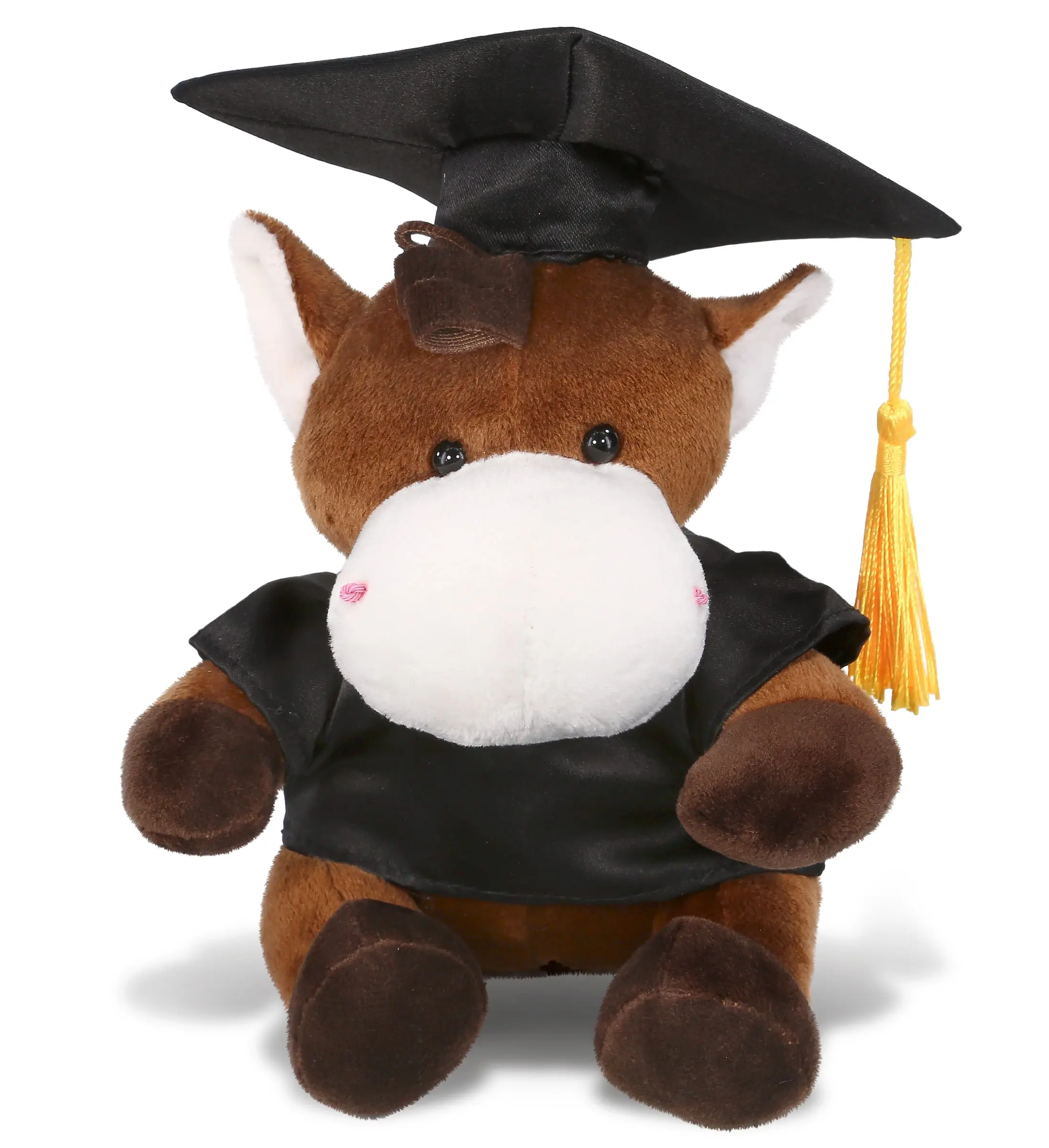 DOLLIBU Soft Horse Plush Toy - BPA-Free Polyester Fabric Stuffed Toy with Softness, Realistic Designs, Removable Toga & Cap, Custom Decorative Plush Graduation Gift for Kids (5.5x3.75x6in)