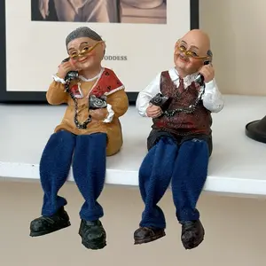 Resin Elderly Couple Home Decor, Cute Grandpa and Grandma Figurine, Perfect for Wedding Anniversary or Gift for Seniors, Home Decor Accessory, Anniversary Statues