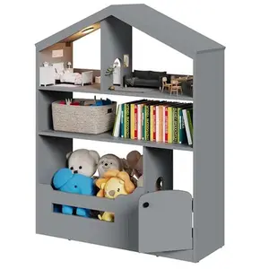 GAOMON 3-Tier Kids Bookshelf, Toy Storage Organizer with Motion Sensor Light, Wooden Book Shelf, Kids Book Rack for Kids Rooms, Classroom, Playing Room