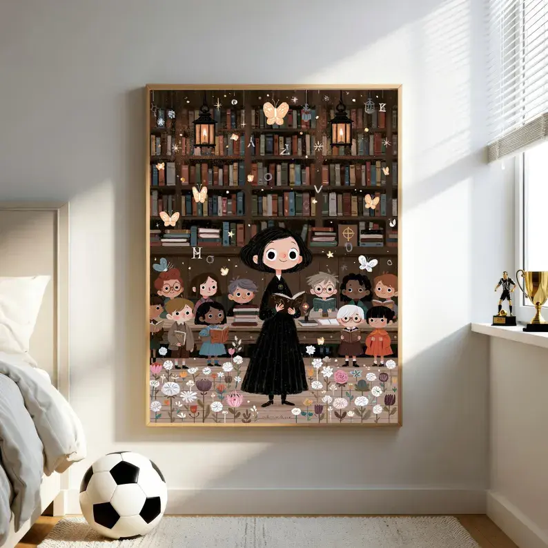 Poster Elementary Teacher Wall Art Print, Classroom Decor , Reading Gift, School Library Art, Appreciation Gift (unframed)