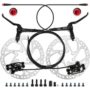 ZTZ eBike Hydraulic Brake Set with 160mm Rotors,2-Piston 2-PIN Power-Off Hydraulic Disc Brake for E-Bike,Left Front 950mm Right Rear 1880mm Electric Bike Hydraulic Brakes