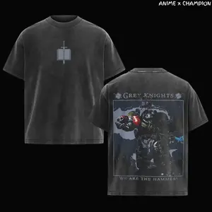 Warhammer 40K Grey Knights Washed Graphic Tee Vintage Crewneck Shortsleeve Tshirt gifts men shirt Cotton Fabric Soft Top Menswear streetwear H