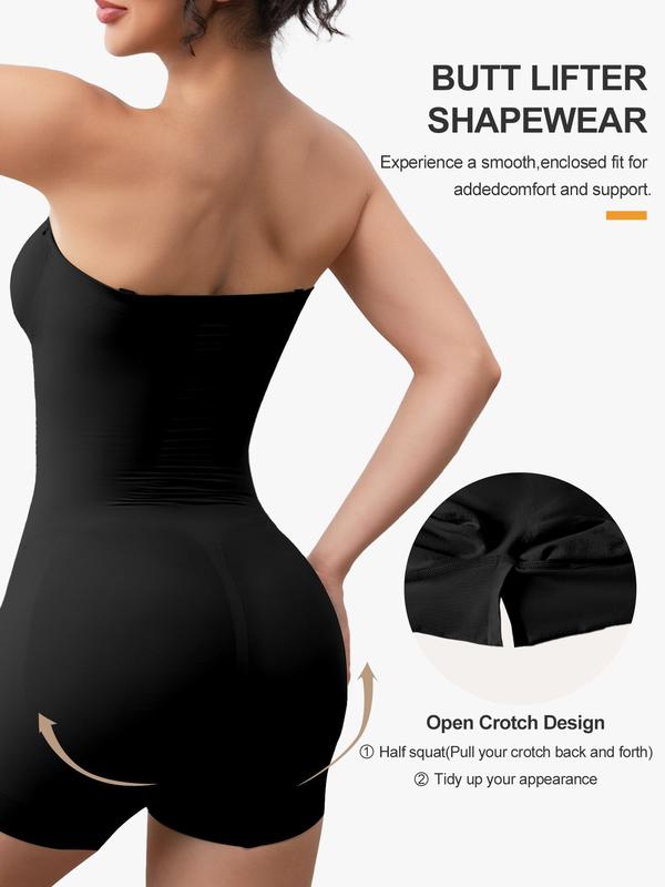 Mobeso Women‘s Seamless Bodysuit  Convertible Strapless/Off-Shoulder Shapewear with Compression Tummy Control & Removable Straps Minimalist Womenswear