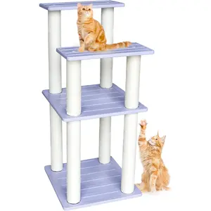 Premium 4-Tier Waterproof Outdoor Cat Tree Tower, Weather Resistant Indoor Outdoor Cat Climbing Tower with Polypropylene Rope Scratching Posts, Easy to Clean Sturdy Cat Tree for Multiple Cats, 22" L x 20" W x 46" H