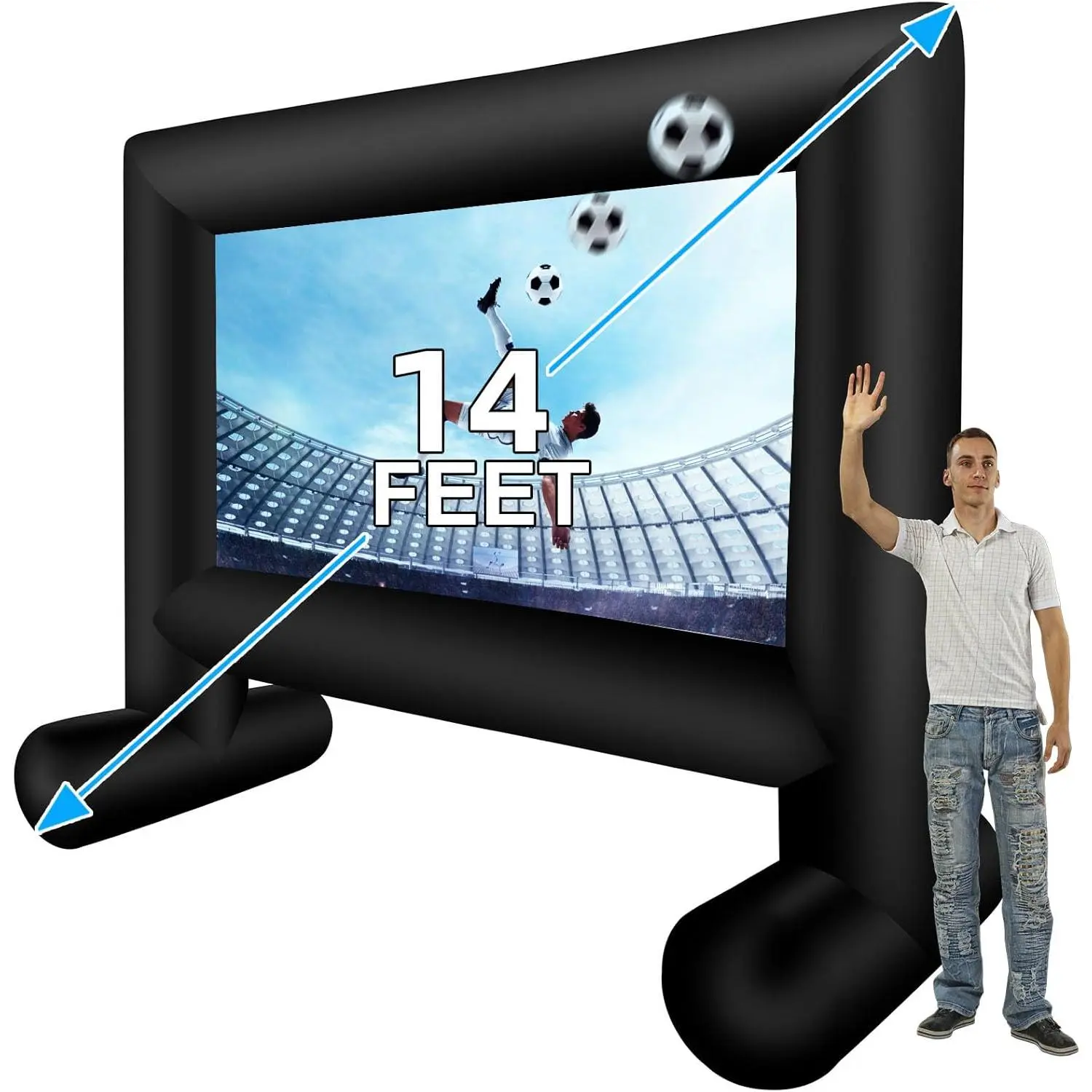 14 FT Inflatable Projector Movie Screen for Outside, Blow up Projector Screen Front/Rear Projection for Backyard Movie Night Outdoor Party