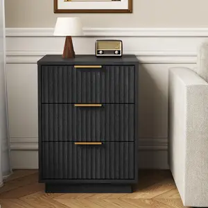 Royalcraft L 3-Drawer Nightstands, Modern Side Table with Wavy Drawer Fronts, Accent End Table for Bedroom, Living Room, Entryway, Hallway