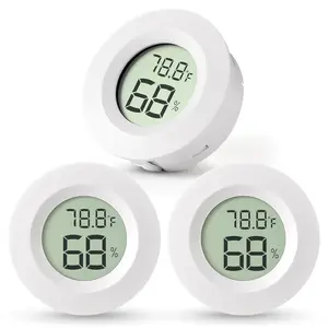 3-Pack Mini Hygrometer & Thermometer, Indoor Outdoor Digital Humidity Meter Gauge Temperature, ℉ / ℃ , for Home, Office, Reptile, Car, Greenhouse, Lab, Terrarium, Cellar.. A01 White