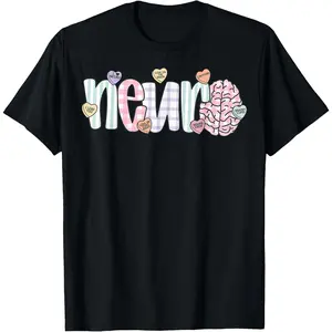 Neuro Valentines Day Neurology Nurse V-Day Work Neuro ICU Nu T-Shirt