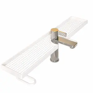 No-Drill Faucet Shelf Organizer, Large Capacity Sink Storage Rack with Drainage Design, Rustproof Bathroom Counter Organizer for Kitchen & Bathroom