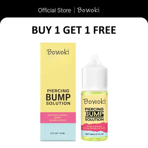 Buy 1 get 1 free Bowoki Piercing Bump Solution - Soothing Essential Oil for Piercing Bumps Keloids & Scars - 15ml*2 Gentle Blend with Rosemary Tea Tree for Nose Ears Body Piercings