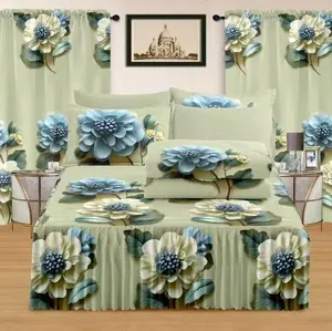 Priscilla Floral Bedding Set - Turquoise Blue with Pink & Orange Flowers - 10 Piece Comforter Set for Bedroom Decor